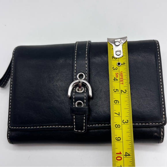 Coach Vintage Buckle Soho Trifold Leather Wallet Black - Picture 2 of 13